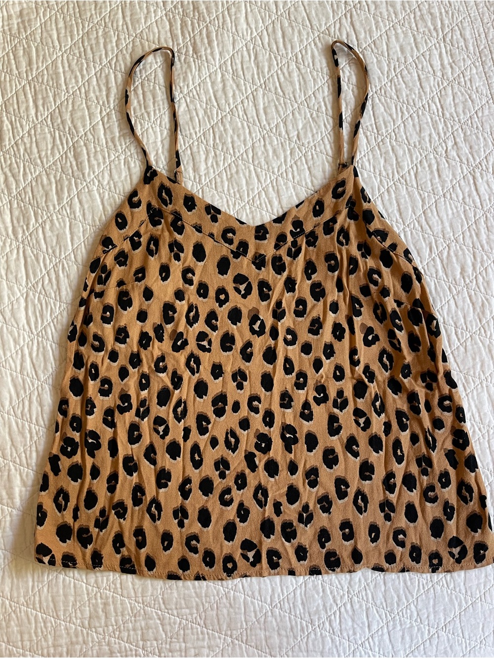 Tan Leopard Print Cami Top - Sleeveless Spaghetti Strap